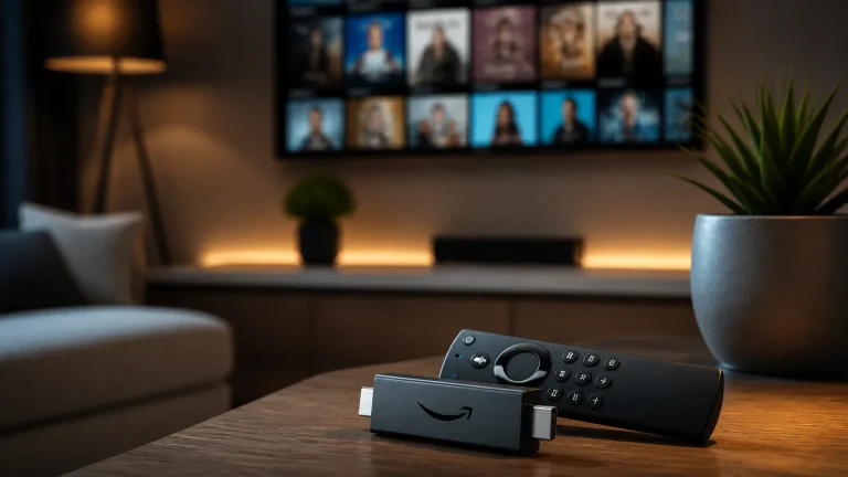 Streaming stick and remote in a living room