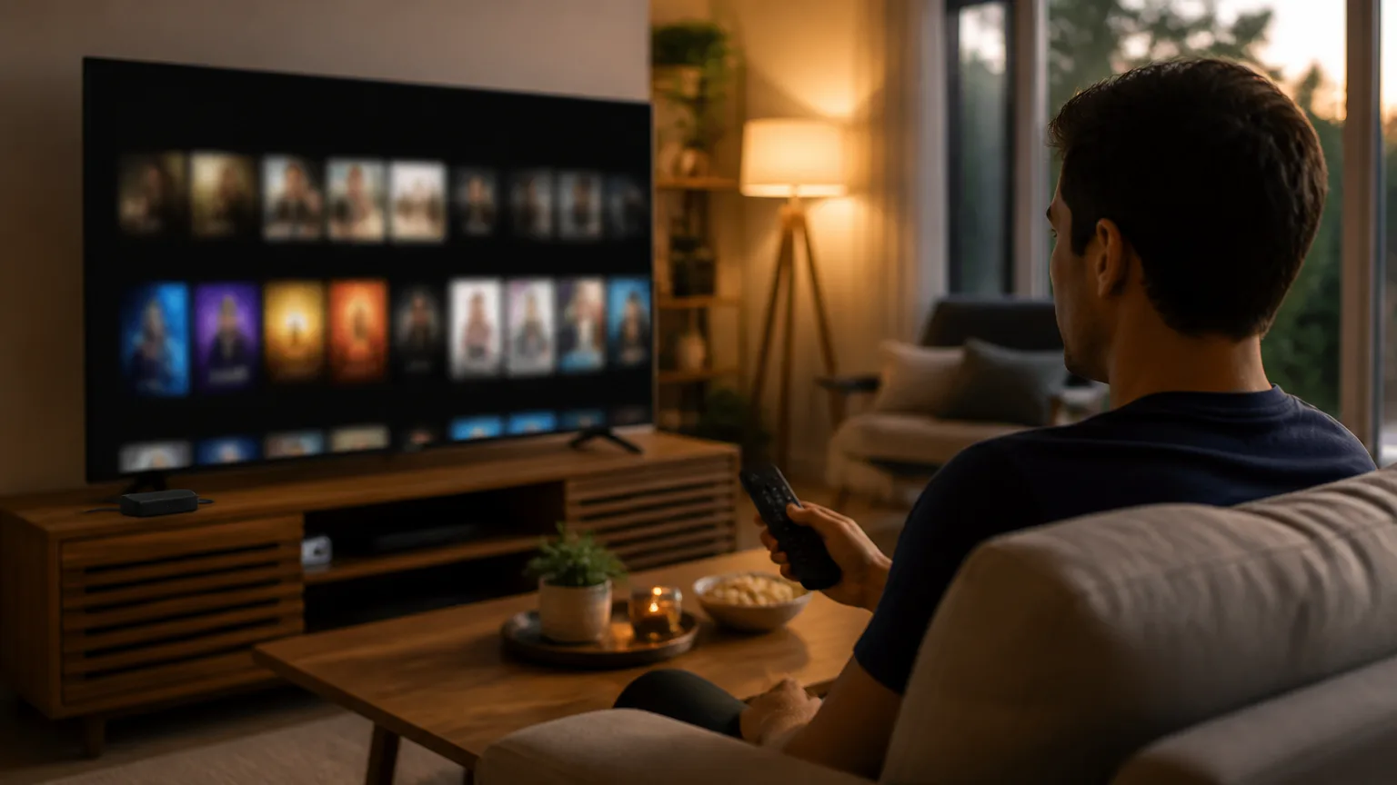 Man watching TV from a couch