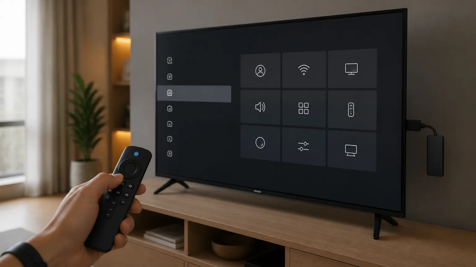 Person using remote to navigate TV menu