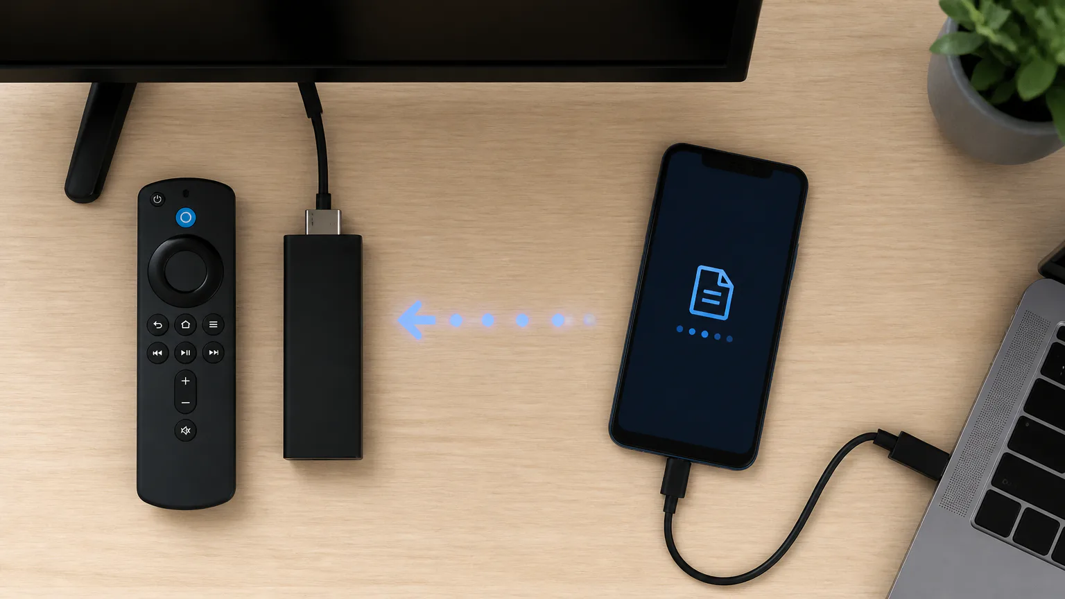 Streaming device, remote, and phone on desk