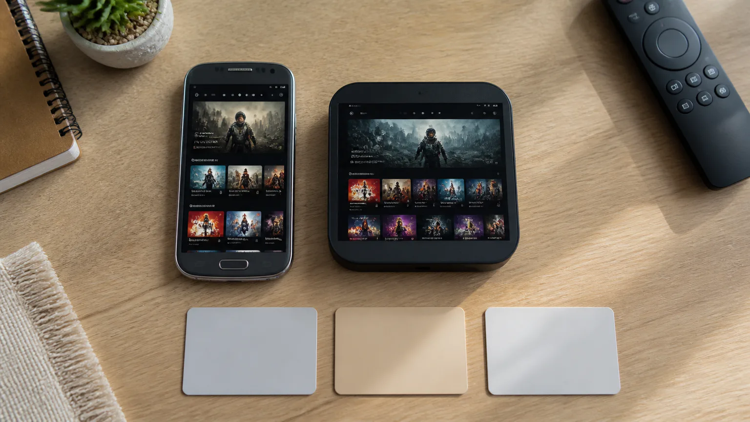 Phone and tablet displaying a streaming app