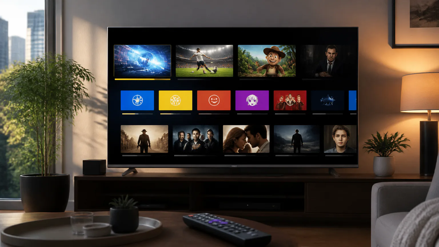 Television displaying a streaming service menu