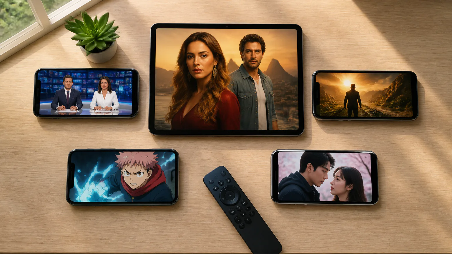 Multiple devices streaming shows with remote