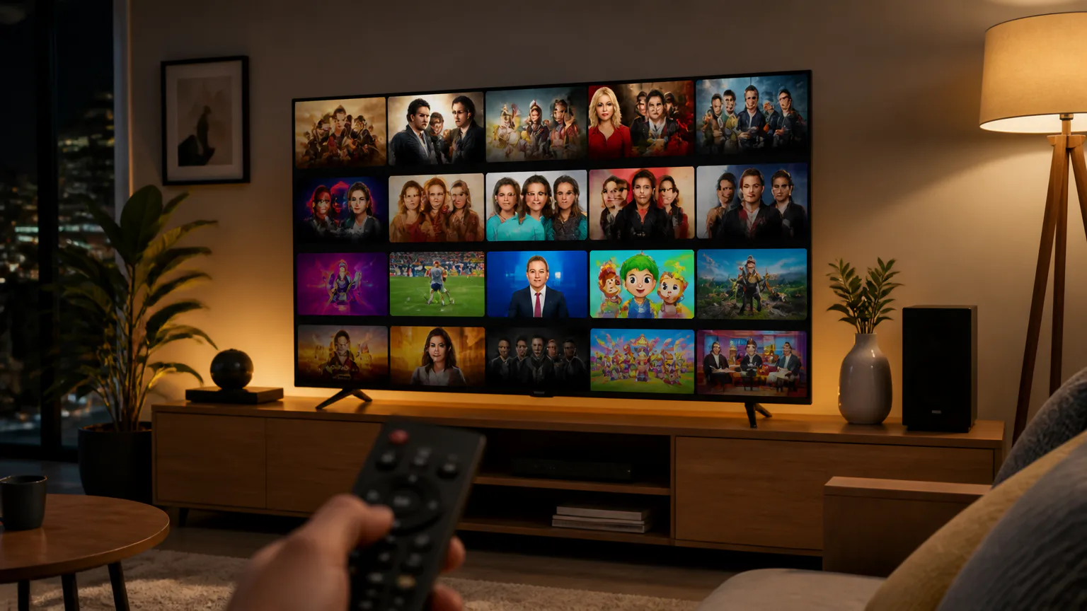 Person using a remote to browse TV shows